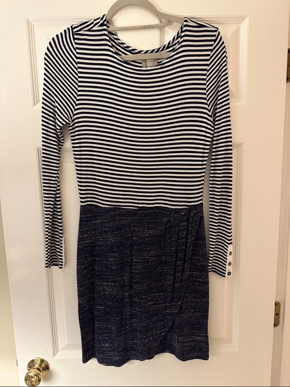 dolan Navy & White Striped Long Sleeve Knit Dress